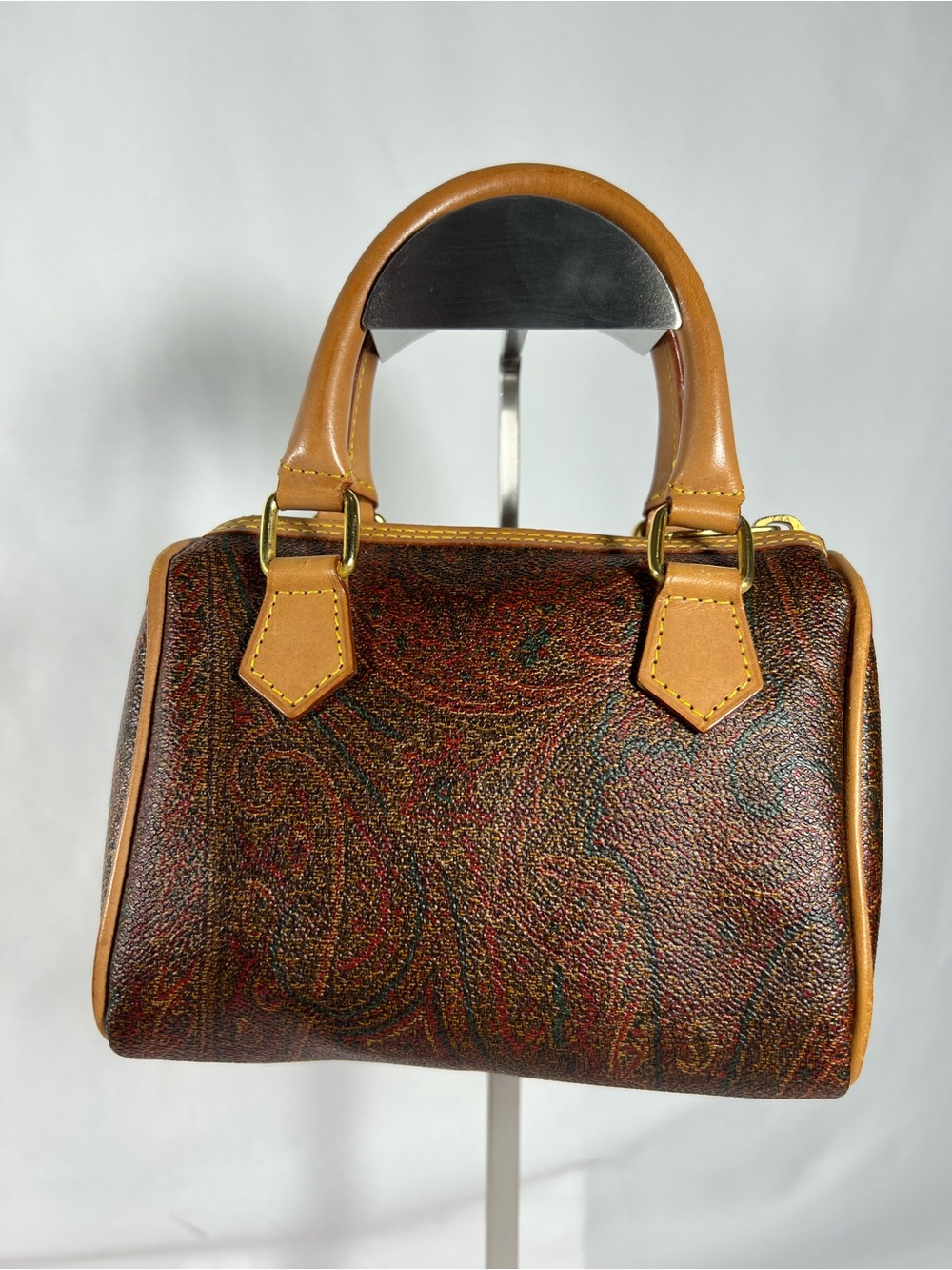 3086: Vintage Etro Paisley Mini Barrel Bag Italy 1996 Rare - Picture 2 of 16